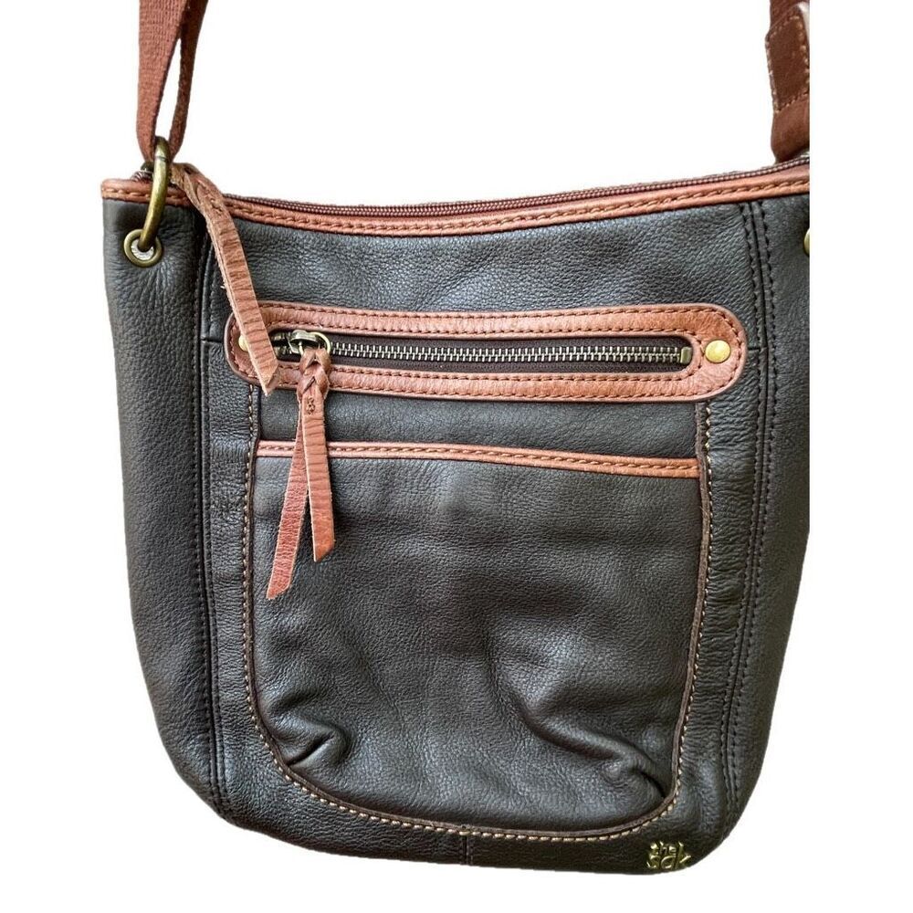 The Sak espresso brown leather crossbody.